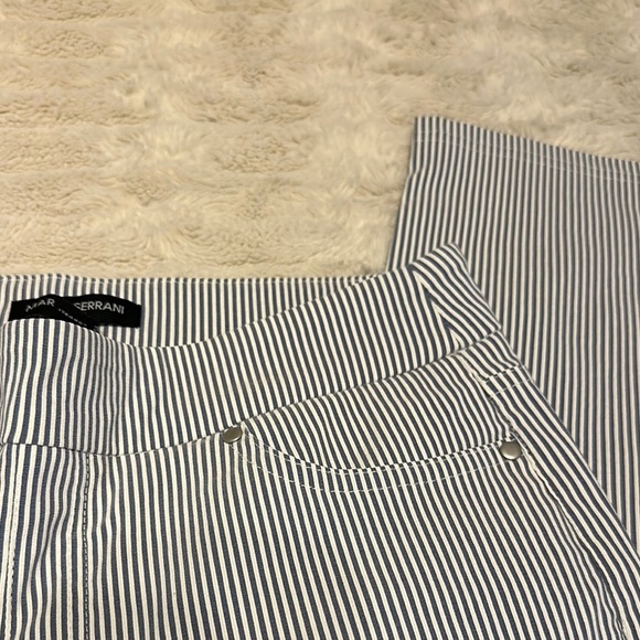 Striped Blue and White Capri Pants - Picture 3 of 5